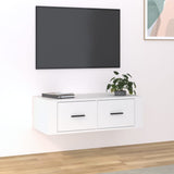 White 80x36x25 cm suspended TV cabinet Engineered wood