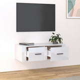 Wall-mounted TV cabinet Glossy white 80x36x25 cm Engineered wood