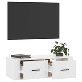 Wall-mounted TV cabinet Glossy white 80x36x25 cm Engineered wood