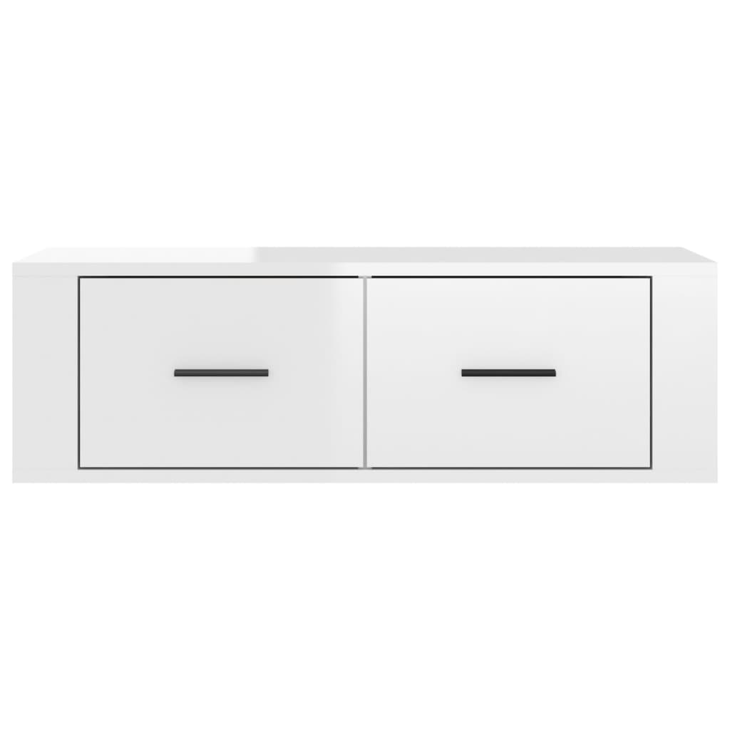 Wall-mounted TV cabinet Glossy white 80x36x25 cm Engineered wood