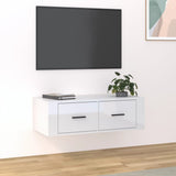 Wall-mounted TV cabinet Glossy white 80x36x25 cm Engineered wood