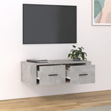 Meuble TV suspendu Gris béton 80x36x25 cm Bois d'ingénierie