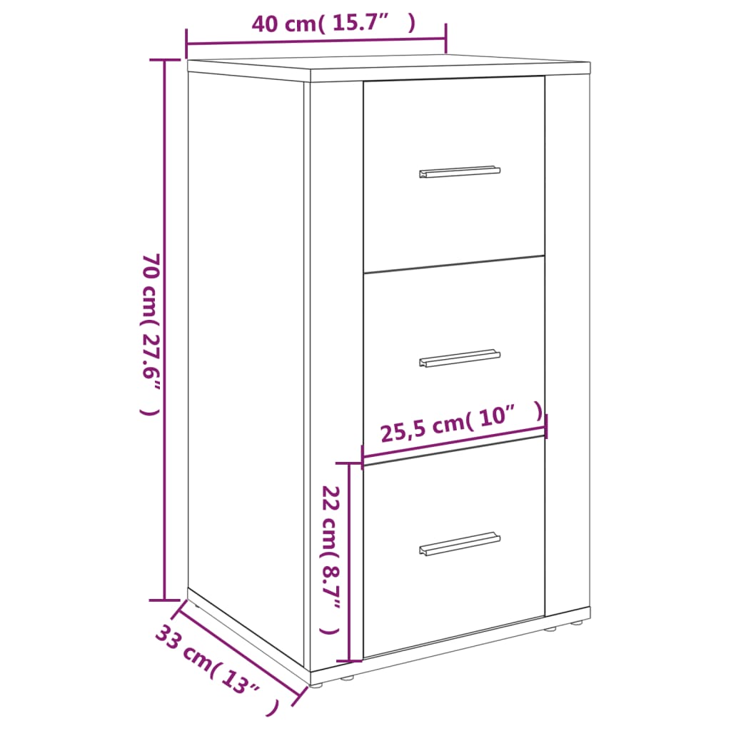 Sonoma graues Sideboard 40x33x70 cm Holzwerkstoff