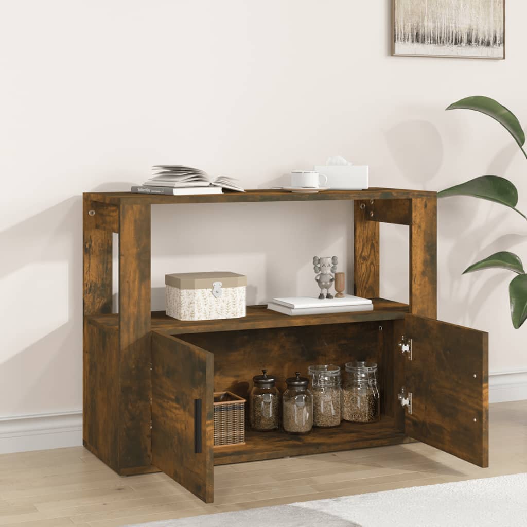 Buffet Chêne fumé 80x30x60 cm Bois d'ingénierie