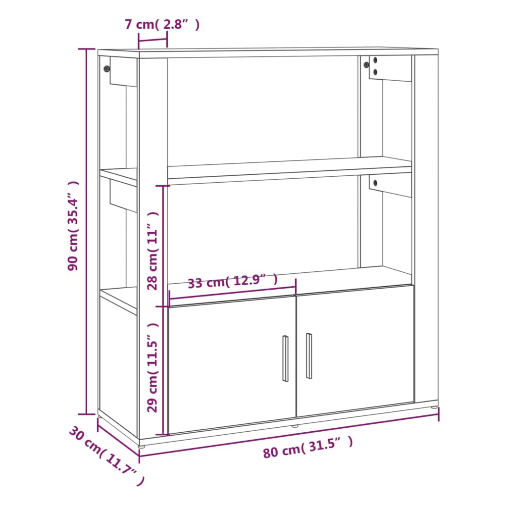 Buffet Chêne fumé 80x30x90 cm Bois d'ingénierie