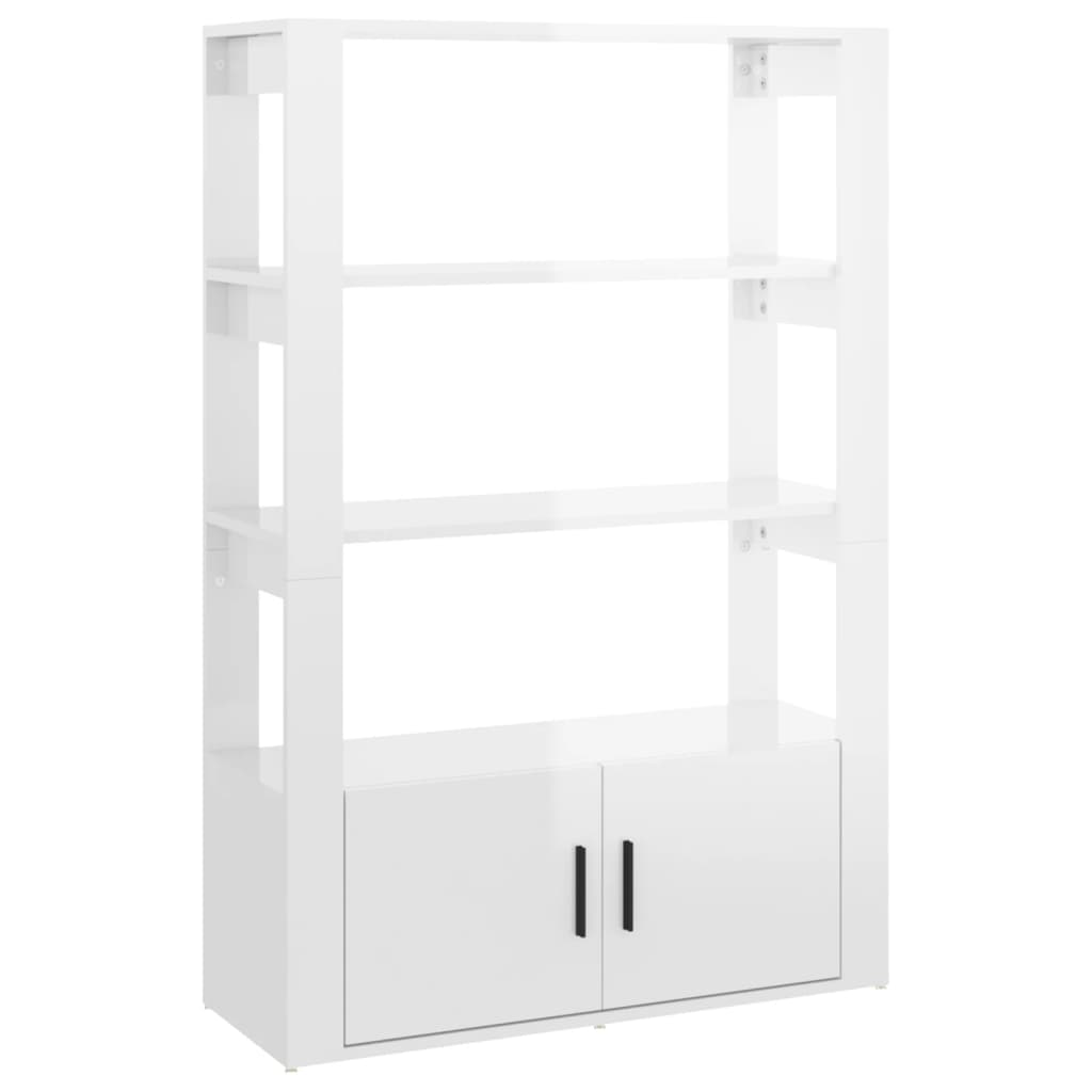 Buffet Blanc brillant 80x30x119,5 cm Bois d'ingénierie