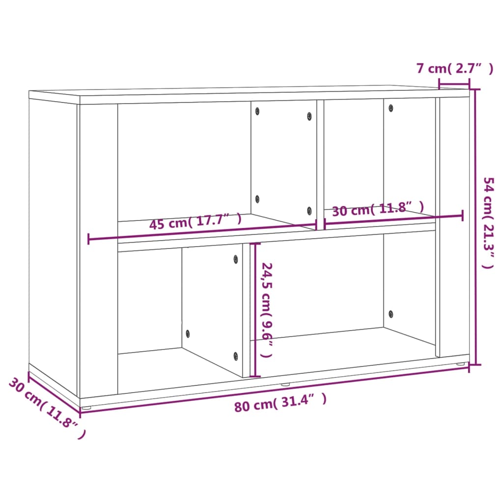 Buffet Sonoma gris 80x30x54 cm Bois d'ingénierie