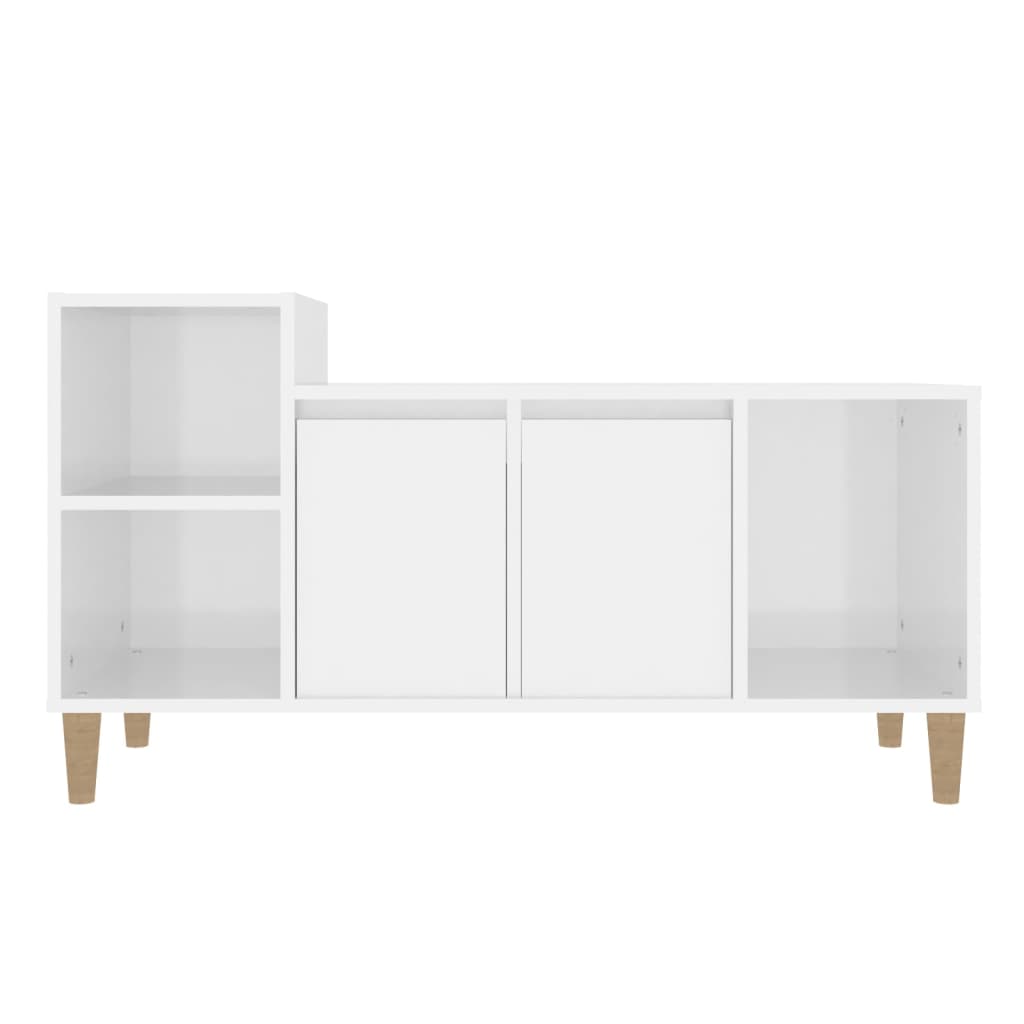 Meuble TV Blanc brillant 100x35x55 cm Bois d'ingénierie