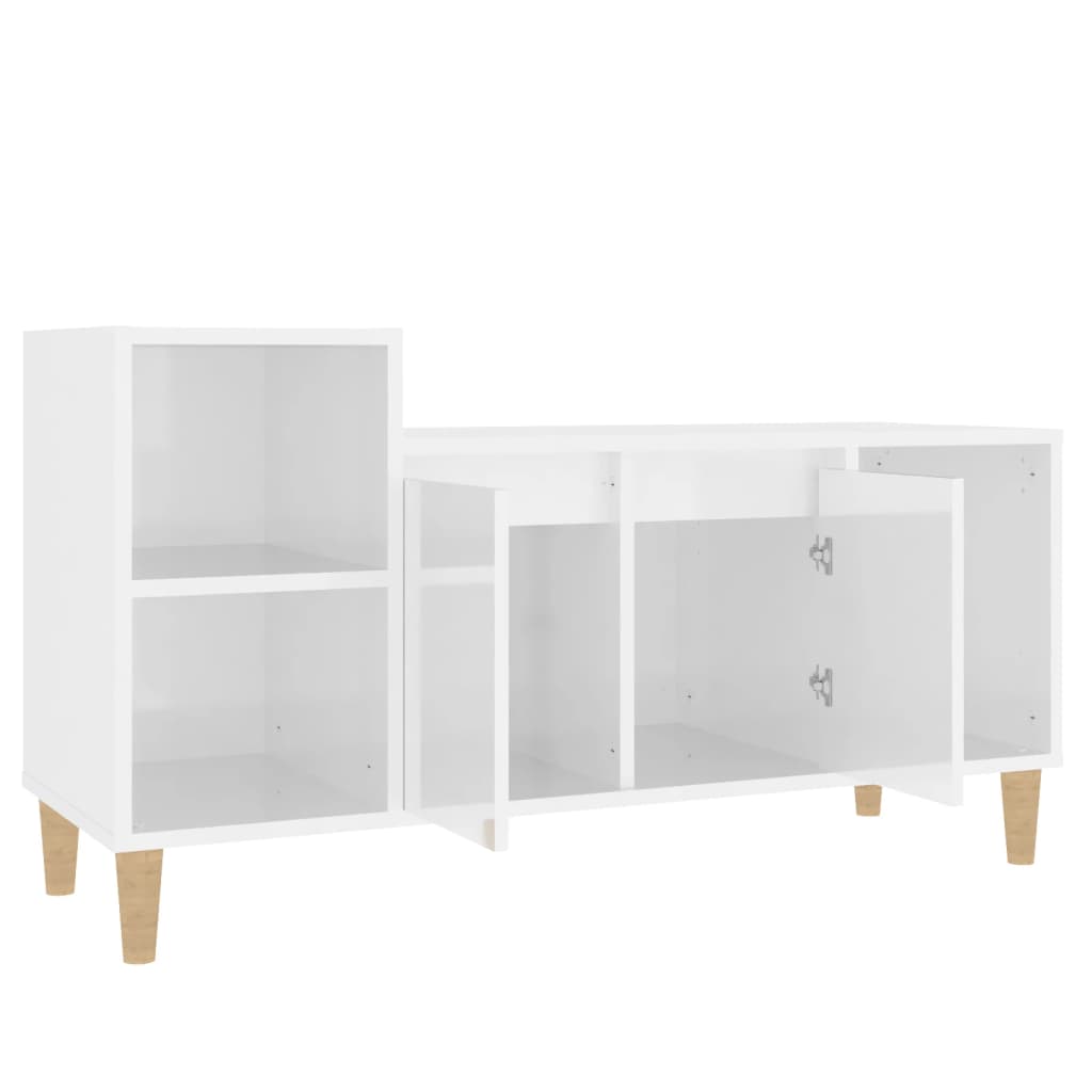 Meuble TV Blanc brillant 100x35x55 cm Bois d'ingénierie