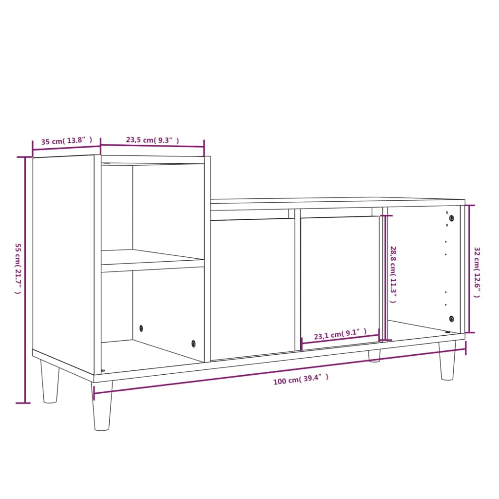 Meuble TV Chêne sonoma 100x35x55 cm Bois d'ingénierie