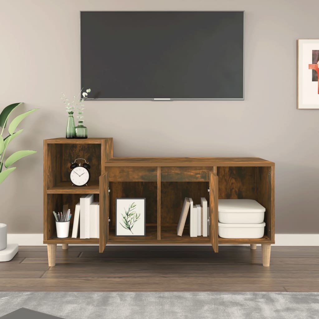 Meuble TV Chêne fumé 100x35x55 cm Bois d'ingénierie