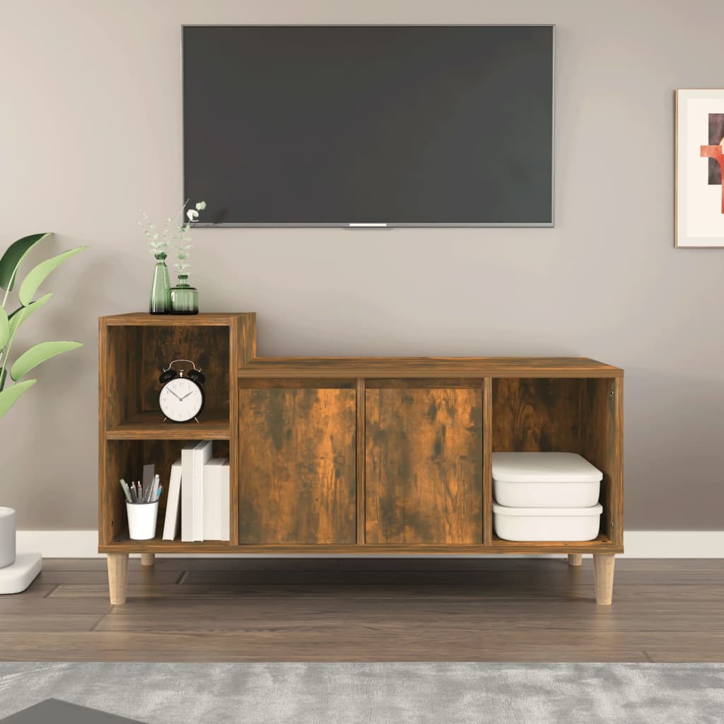 Meuble TV Chêne fumé 100x35x55 cm Bois d'ingénierie