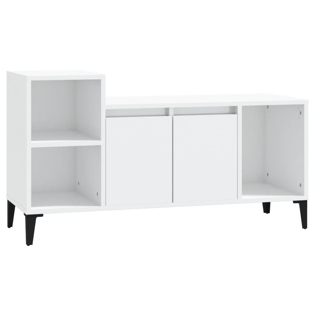 Meuble TV Blanc brillant 100x35x55 cm Bois d'ingénierie