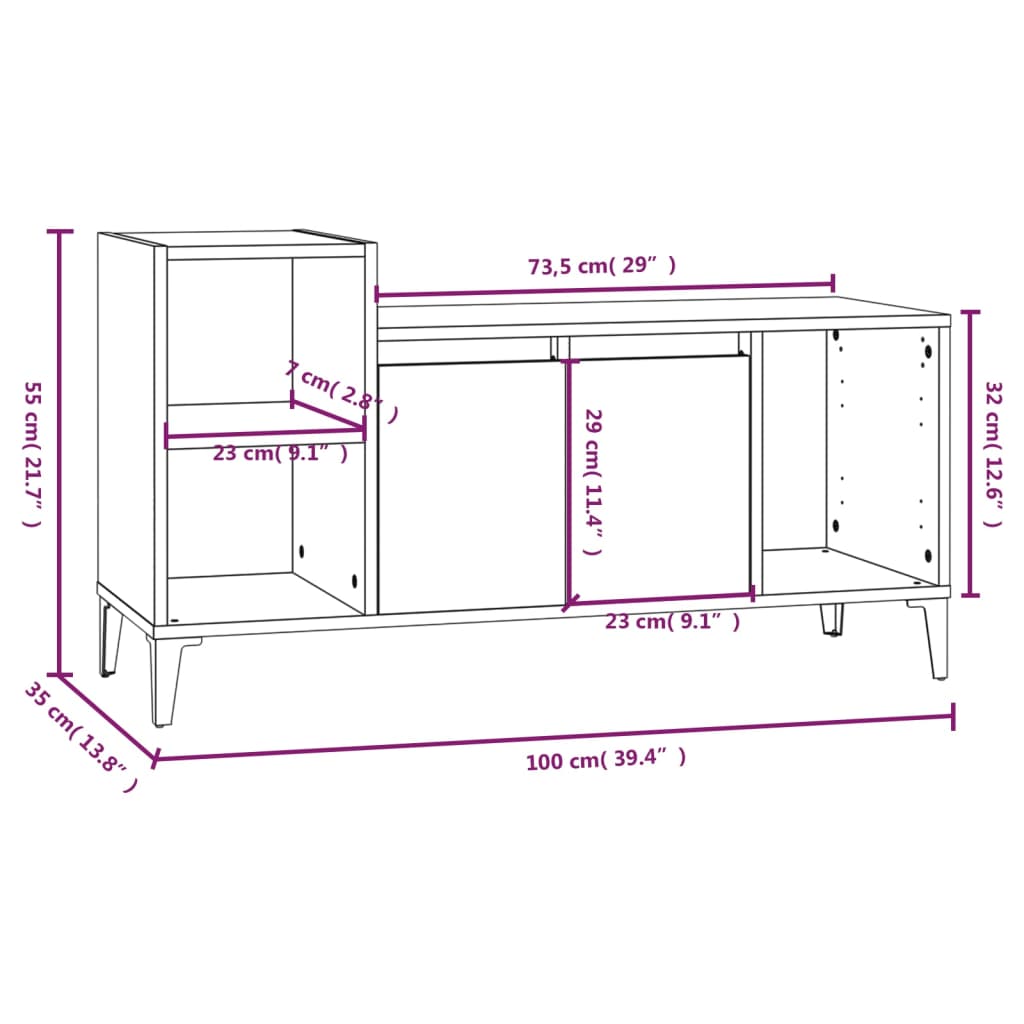 Meuble TV Chêne sonoma 100x35x55 cm Bois d'ingénierie