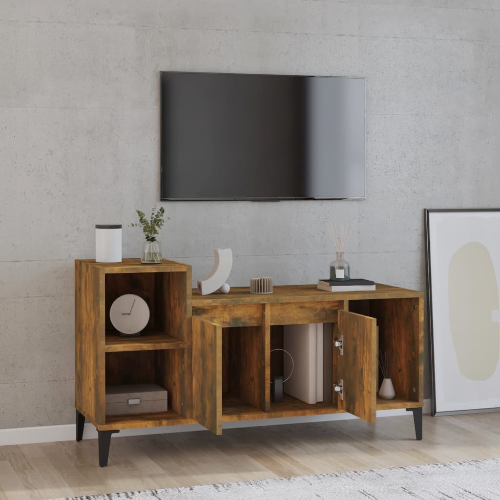 Meuble TV Chêne fumé 100x35x55 cm Bois d'ingénierie