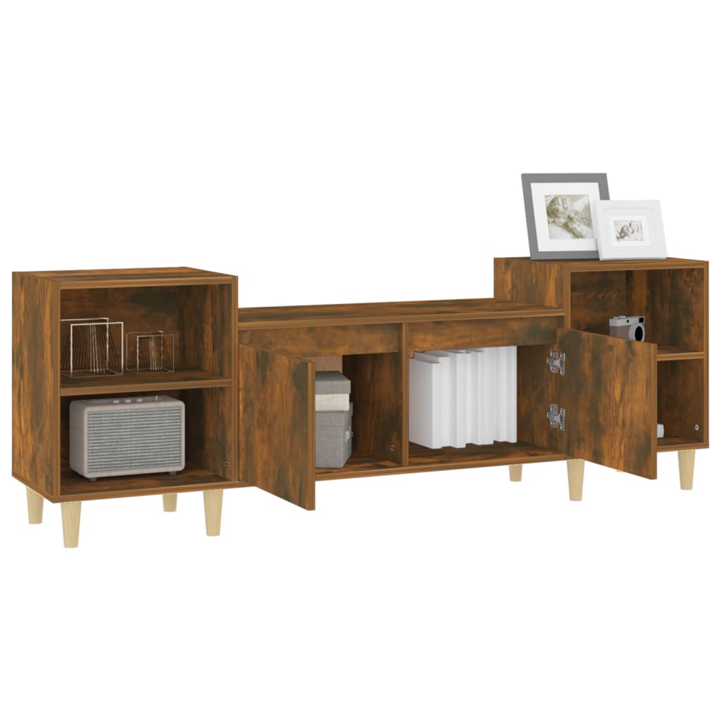 Meuble TV Chêne fumé 160x35x55 cm Bois d'ingénierie