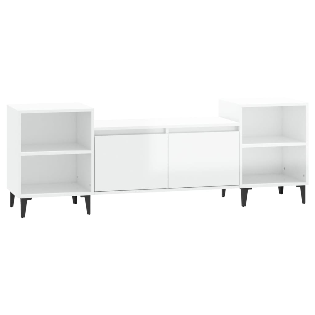 Meuble TV Blanc brillant 160x35x55 cm Bois d'ingénierie