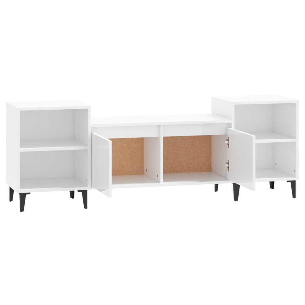 Meuble TV Blanc brillant 160x35x55 cm Bois d'ingénierie