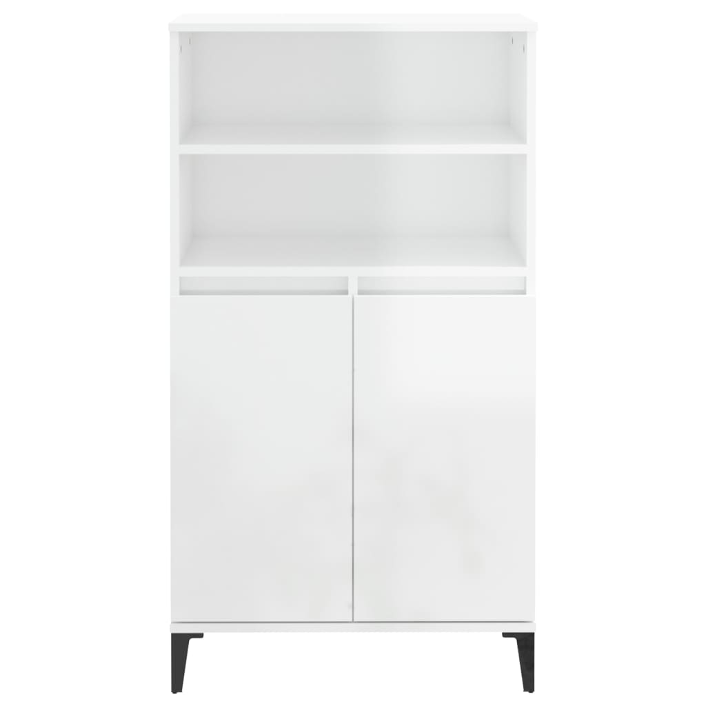 High sideboard Glossy white 60x36x110 cm Engineered wood