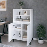 High sideboard Glossy white 60x36x110 cm Engineered wood