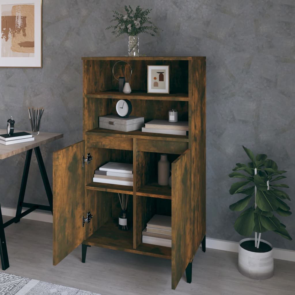 High sideboard Smoked oak 60x36x110 cm Engineered wood