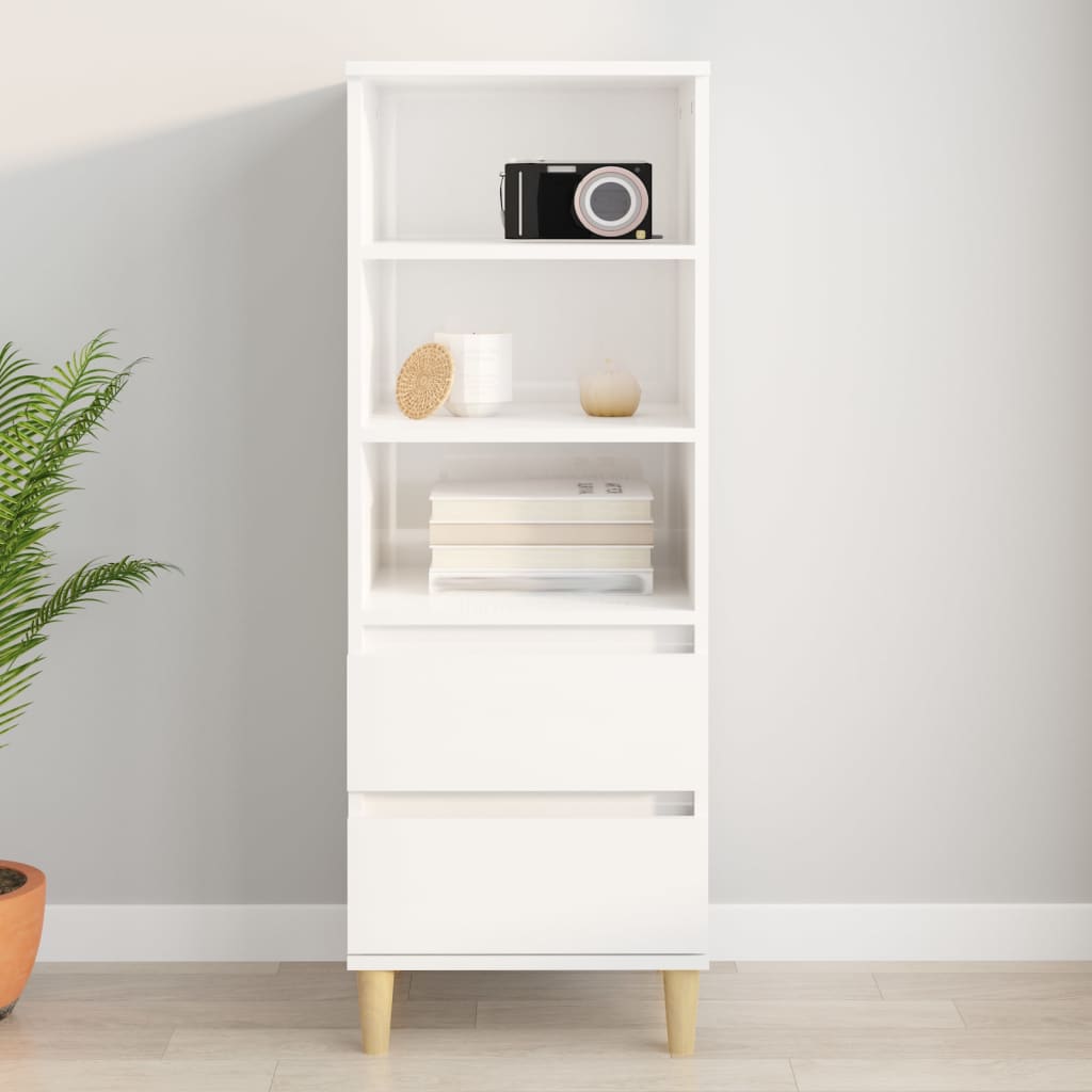 High sideboard Glossy white 40x36x110 cm Engineered wood