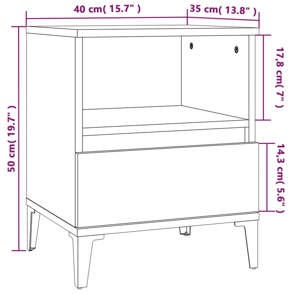 Table de chevet Blanc brillant 40x35x50 cm