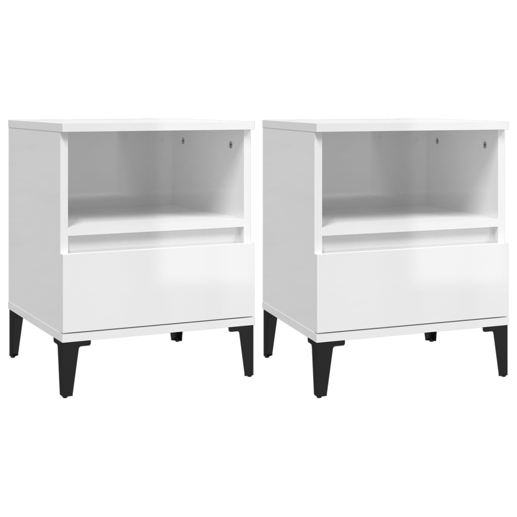 Tables de chevet 2 pcs Blanc brillant 40x35x50 cm