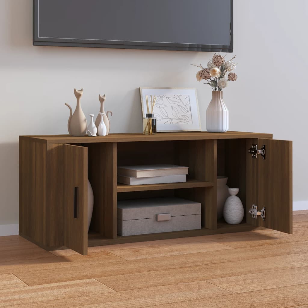 TV cabinet Brown oak 100x35x40 cm Engineered wood