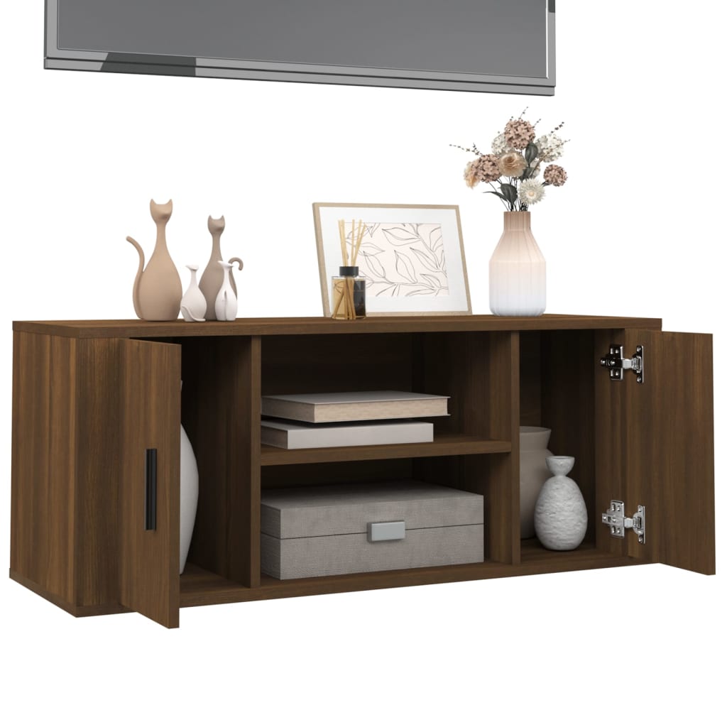 Meuble TV Chêne marron 100x35x40 cm Bois d'ingénierie