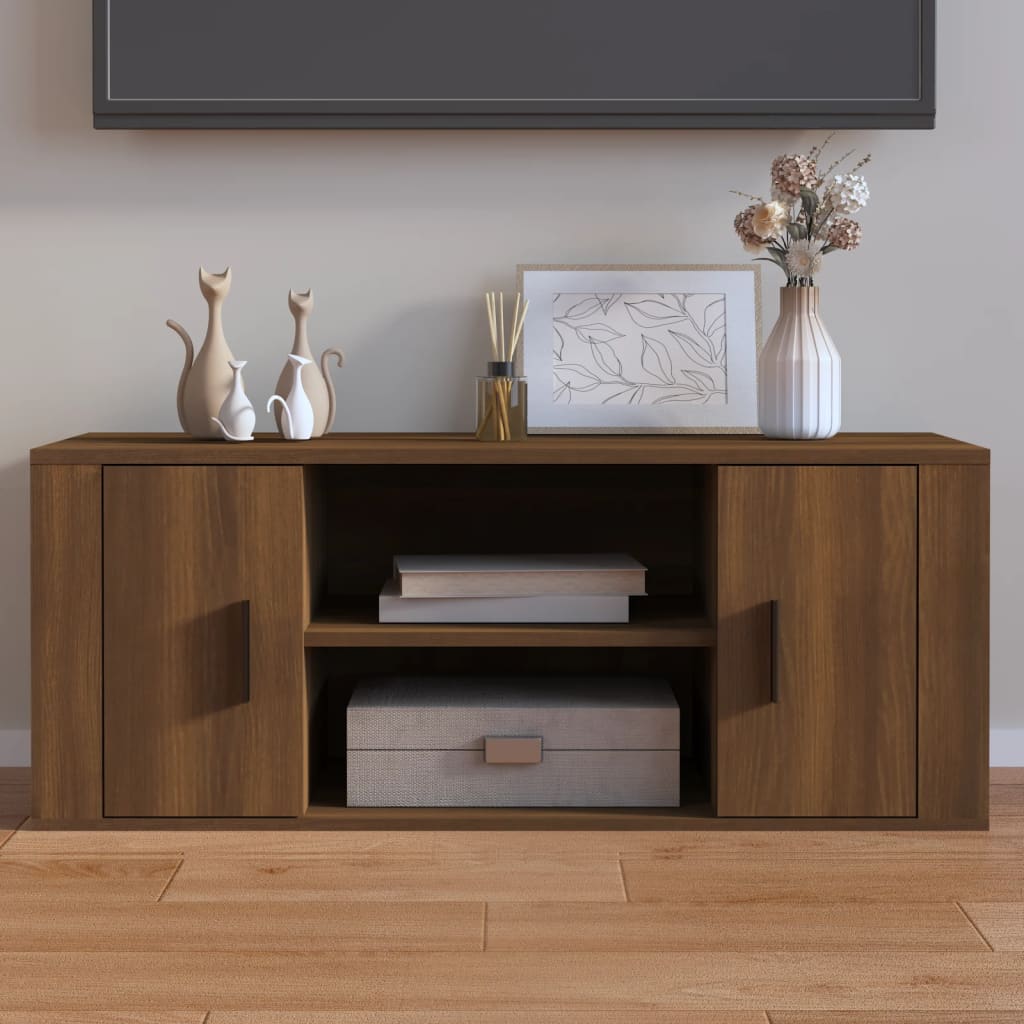 Meuble TV Chêne marron 100x35x40 cm Bois d'ingénierie