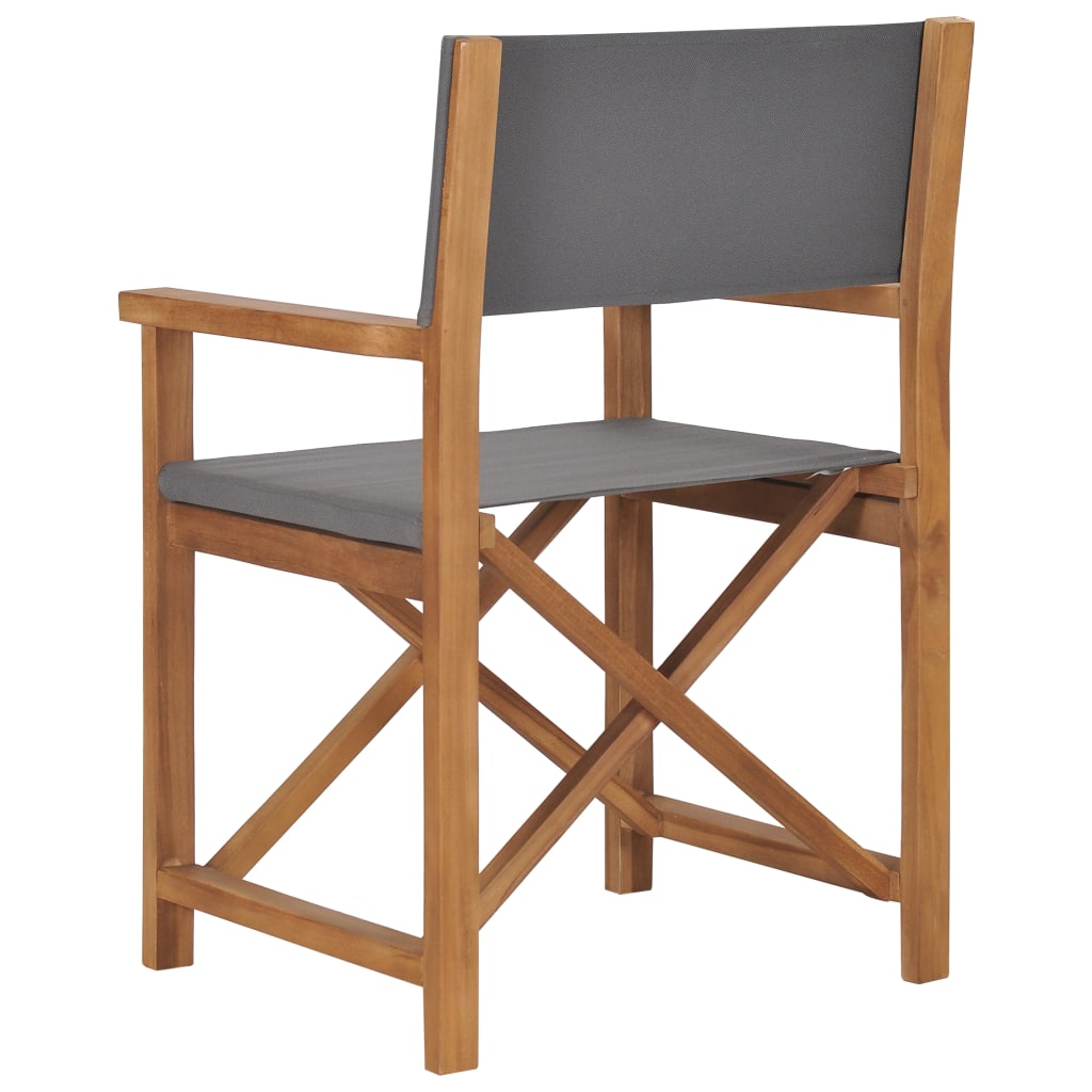 Chaises de metteur en scène lot de 2 Bois de teck massif Gris