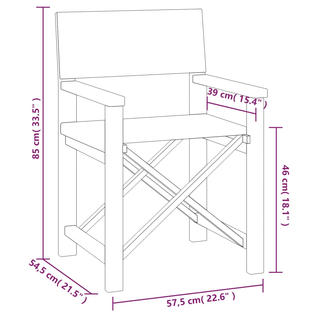 Chaises de metteur en scène lot de 2 Bois de teck massif Gris