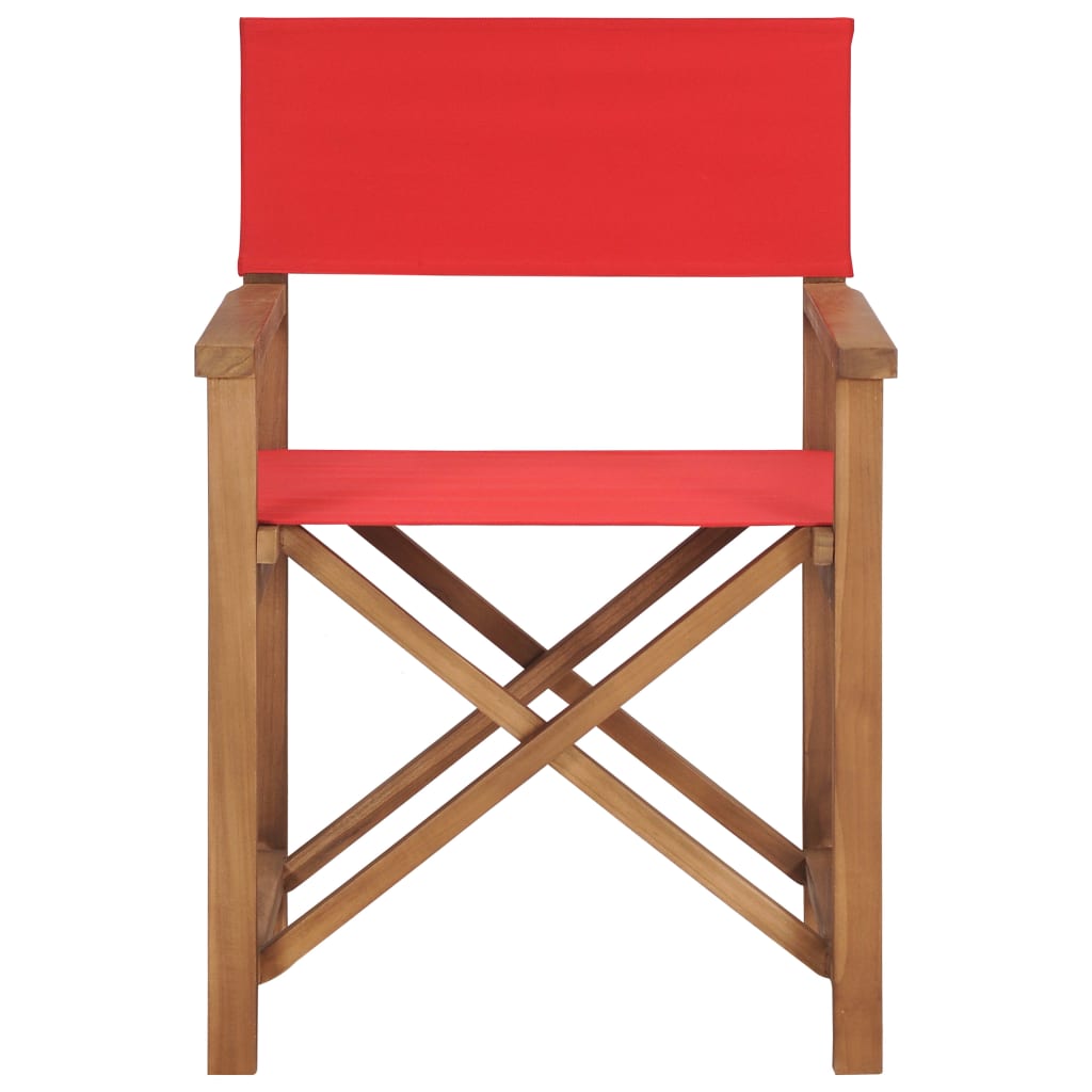 Chaises de metteur en scène lot de 2 Bois de teck massif Rouge