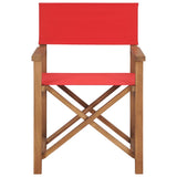 Chaises de metteur en scène lot de 2 Bois de teck massif Rouge