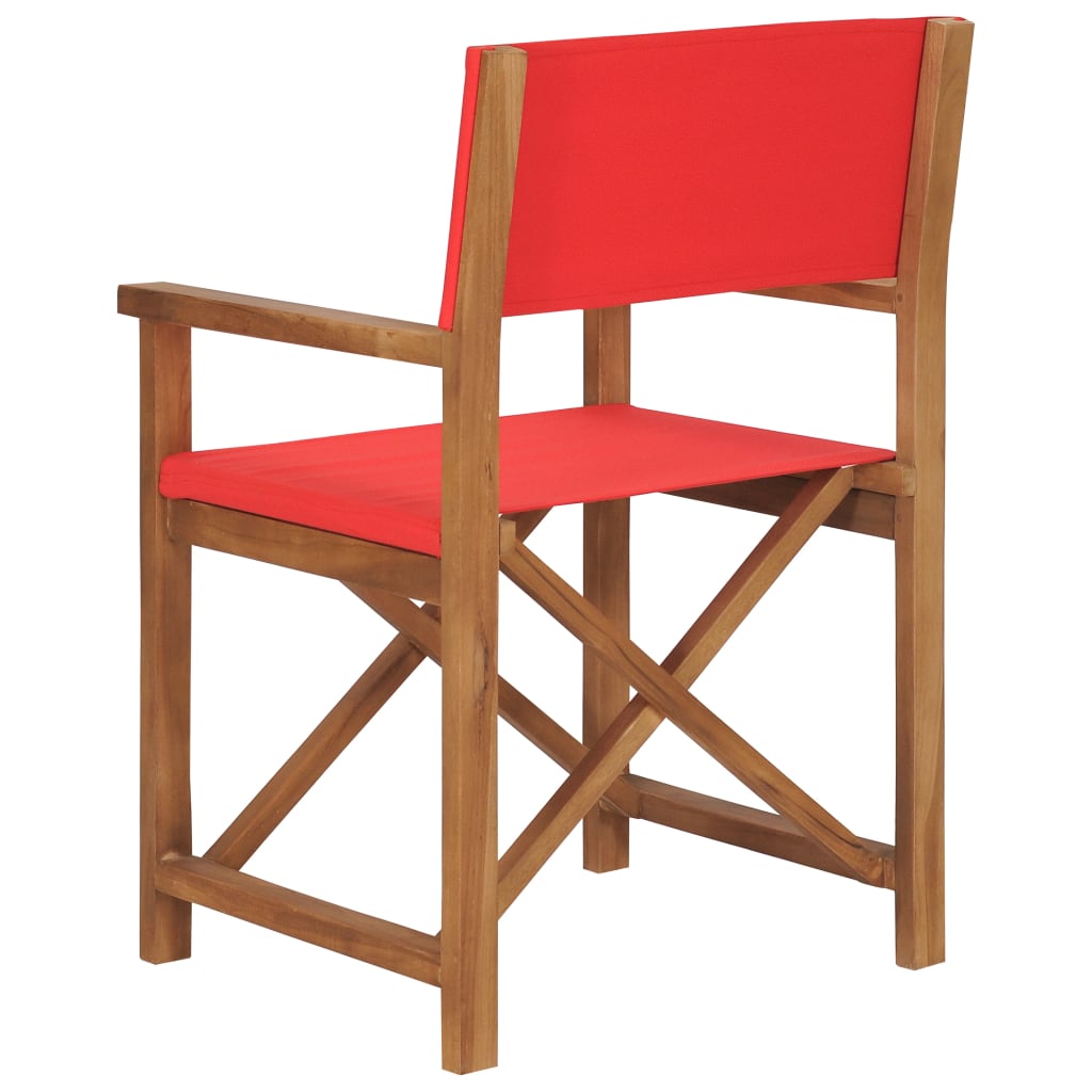 Chaises de metteur en scène lot de 2 Bois de teck massif Rouge