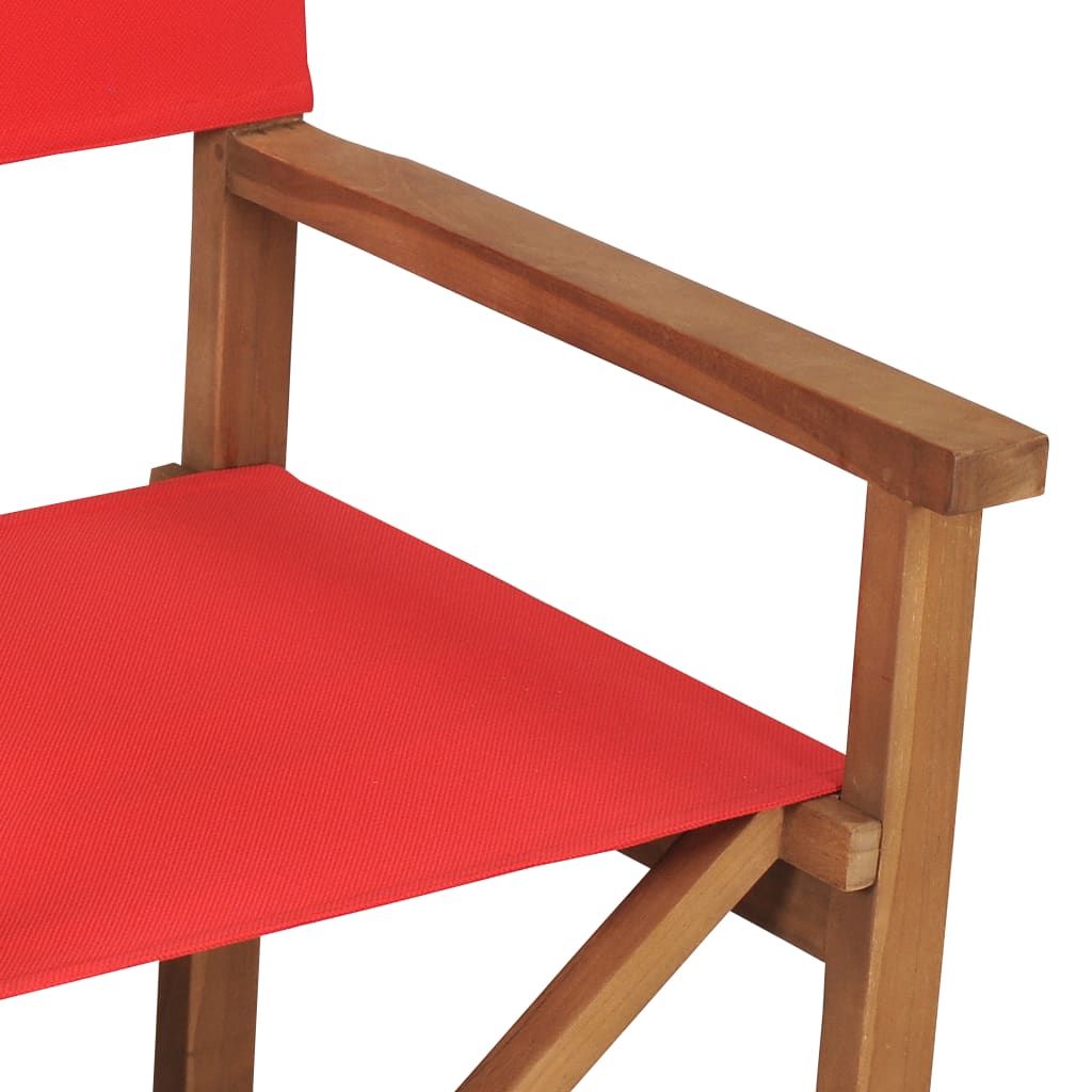 Chaises de metteur en scène lot de 2 Bois de teck massif Rouge