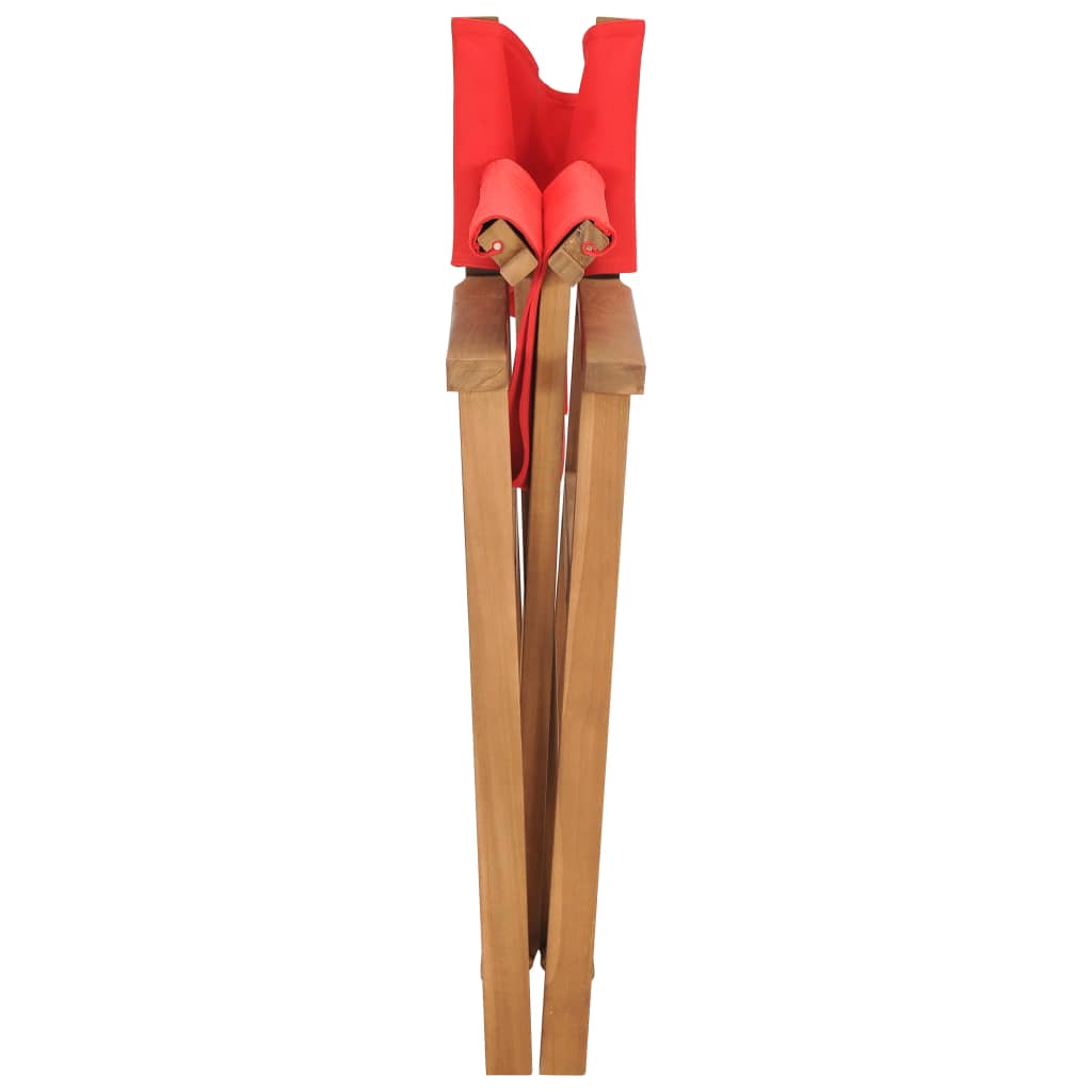 Chaises de metteur en scène lot de 2 Bois de teck massif Rouge