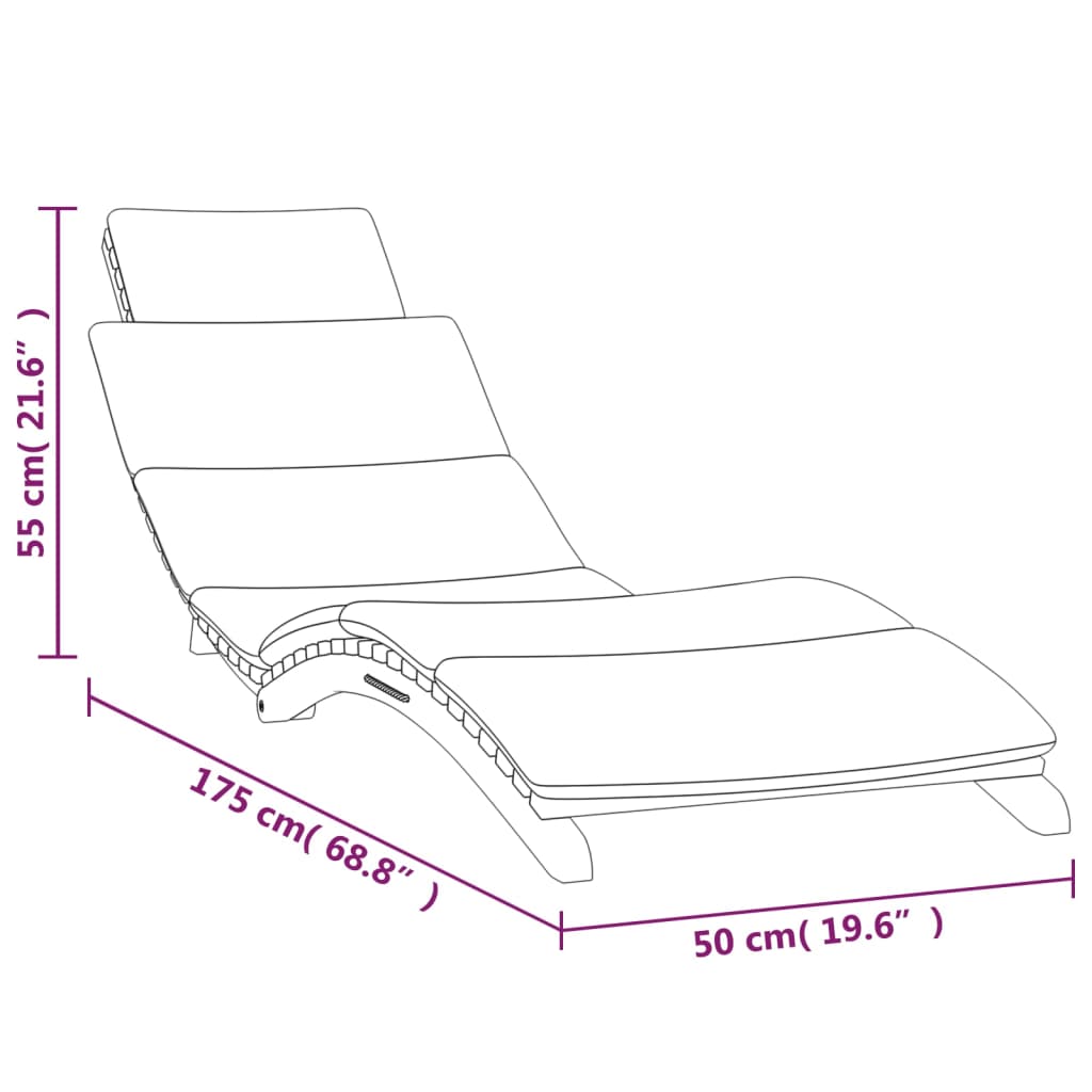 Chaises longues lot de 2 avec coussins Bois massif de teck