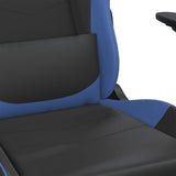 Chaise de jeu avec repose-pied Noir et bleu Similicuir