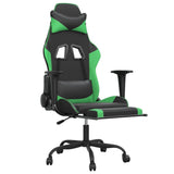 Chaise de jeu avec repose-pied Noir et vert Similicuir