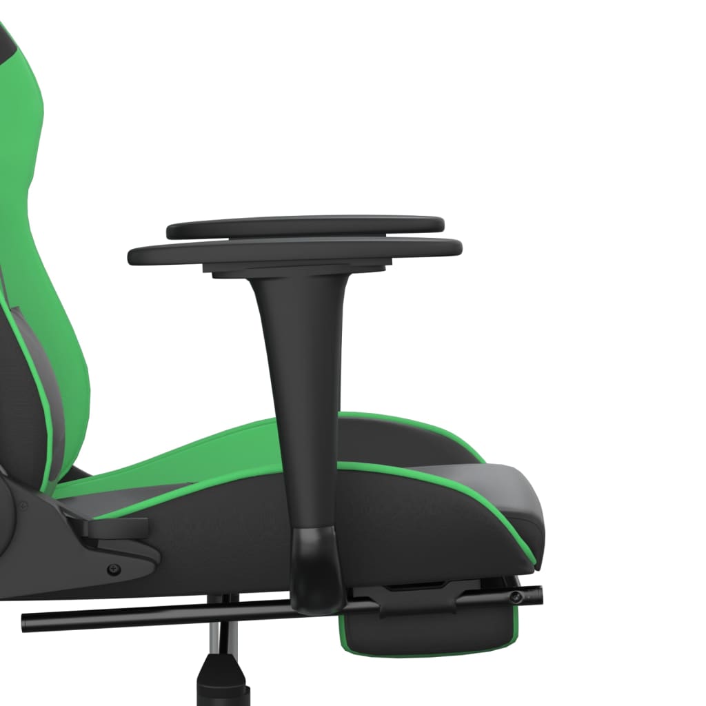 Chaise de jeu avec repose-pied Noir et vert Similicuir