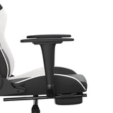 Chaise de jeu avec repose-pied Noir et blanc Similicuir