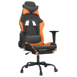 Chaise de jeu avec repose-pied Noir et orange Similicuir