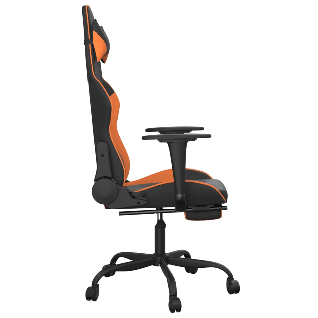 Chaise de jeu avec repose-pied Noir et orange Similicuir