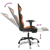 Chaise de jeu avec repose-pied Noir et orange Similicuir