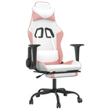 Gaming chair with footrest White and pink Faux leather