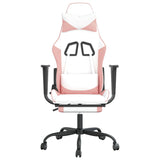 Gaming chair with footrest White and pink Faux leather