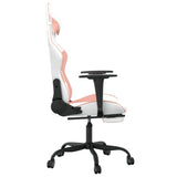 Gaming chair with footrest White and pink Faux leather