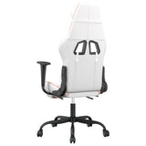 Gaming chair with footrest White and pink Faux leather